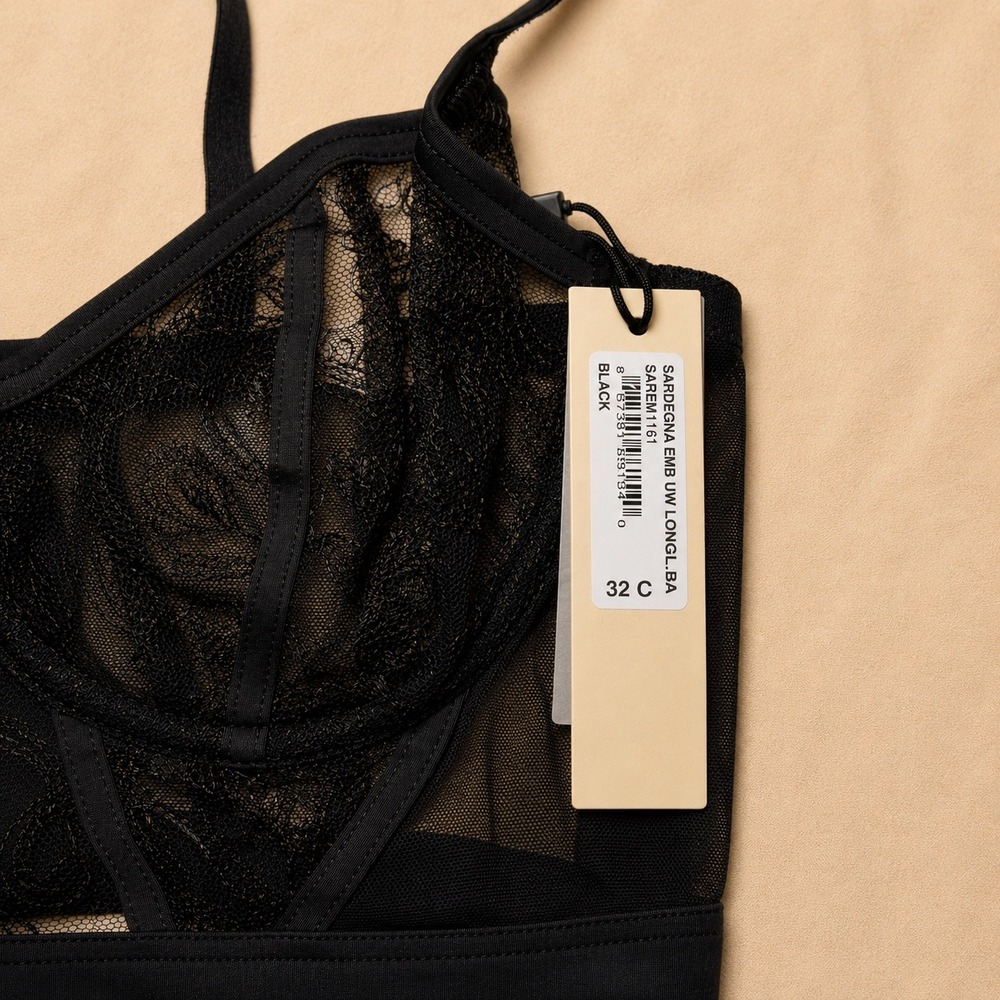 Cosabella Sardegna Embroidered Underwire Longline Bra Black - Size 32C / NWT - Picture 3 of 7